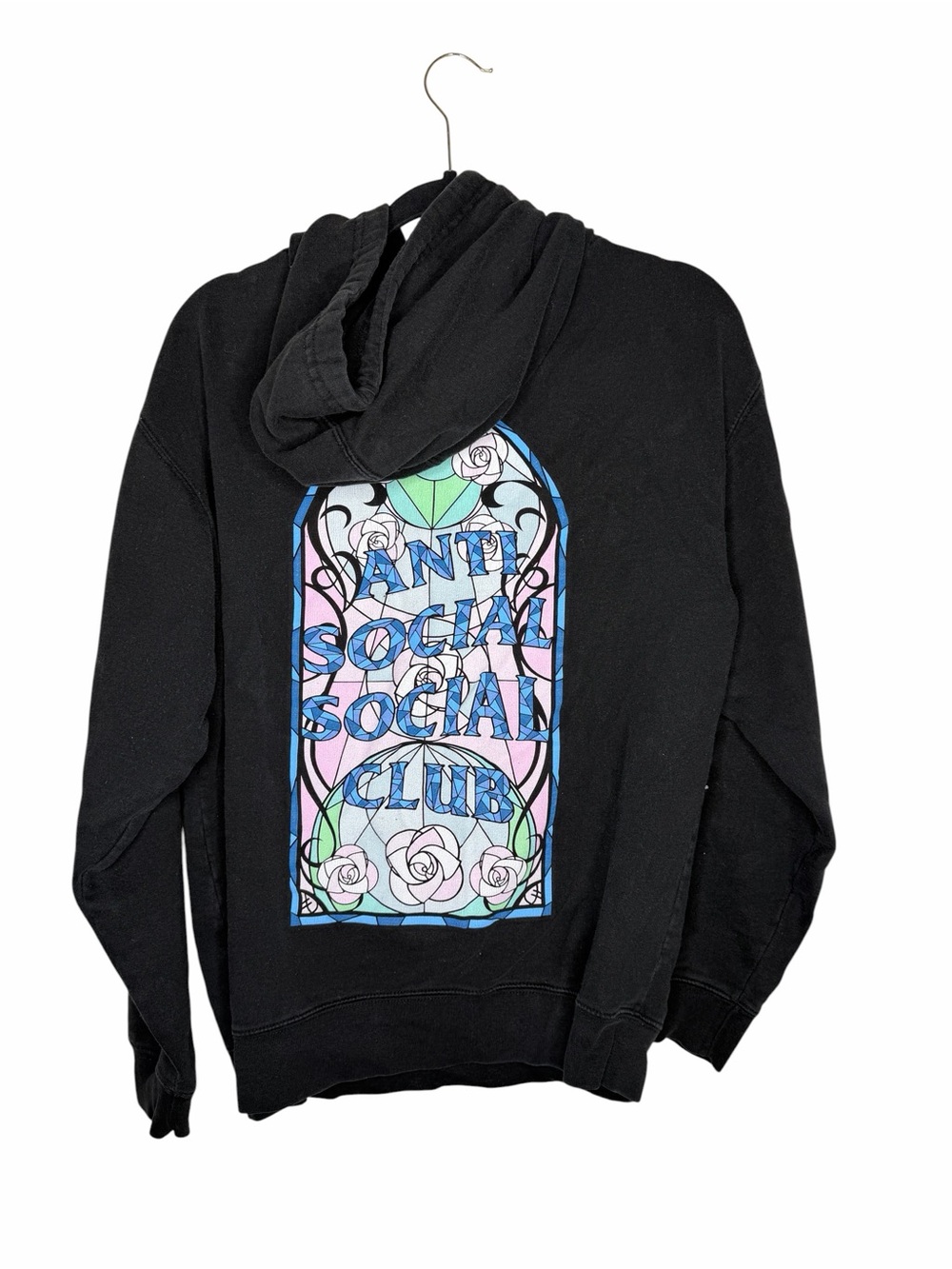 ANTI SOCIAL SOCIAL CLUB /  black blue Love Stained glass pullover hoodie / M